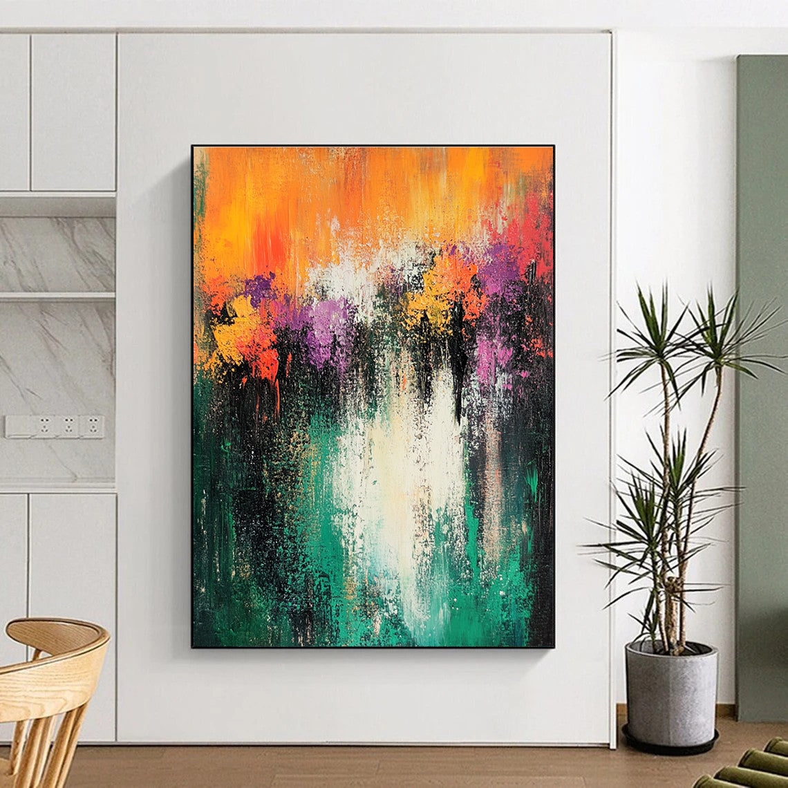 Colorful Floral Abstract Painting for Garden - Themed Cafes GAB1181