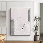 White and Gray Textured Fragment with Line Abstract Painting for Modern Art - Filled Hallways HENG363
