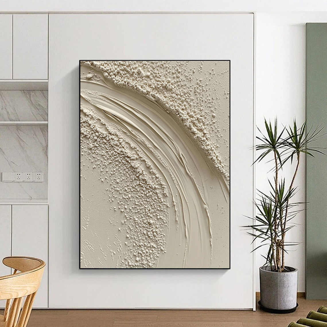 Cream Textured Abstract - Subtle Tactile Art GAB0415