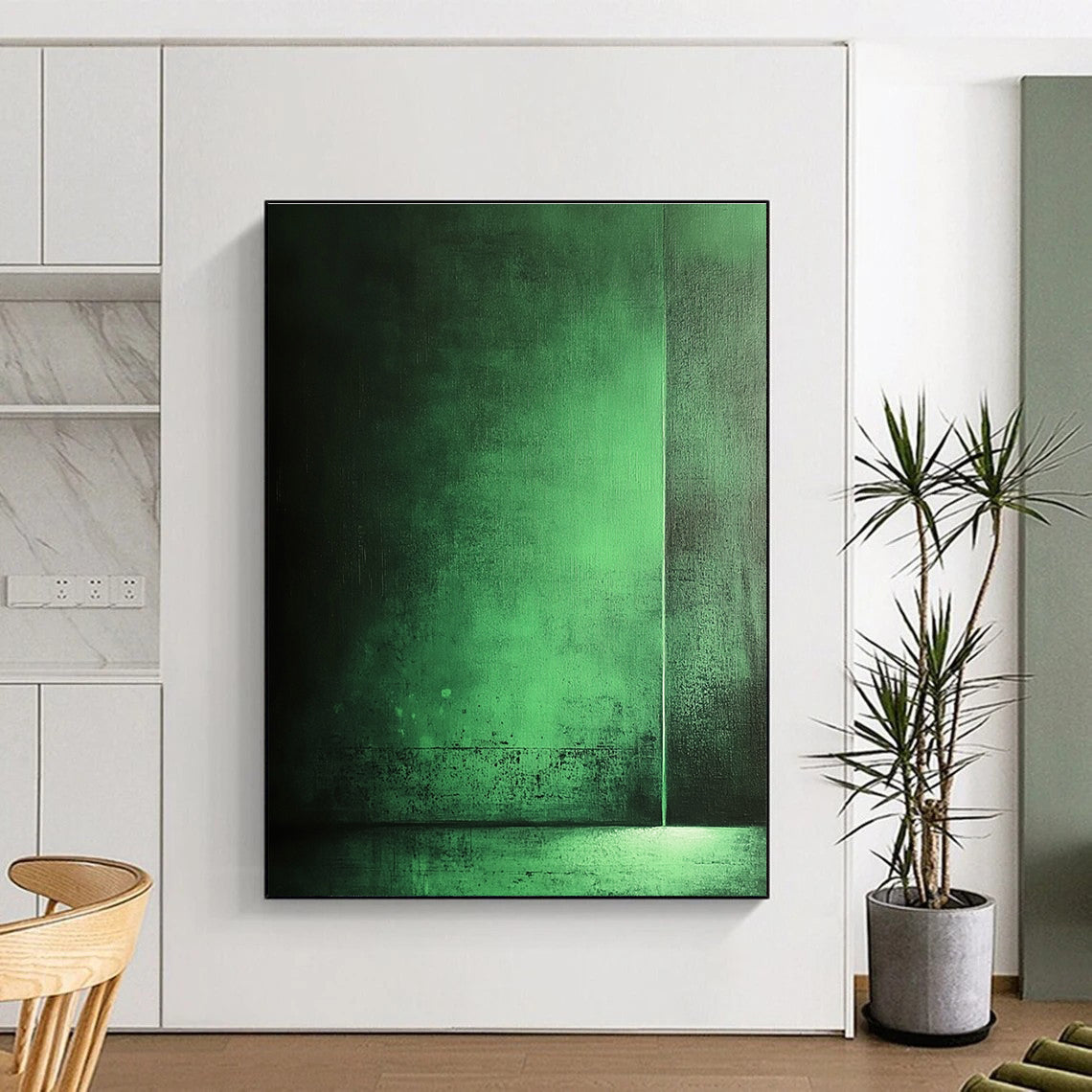Dark Green Gradient Abstract Painting for Contemporary Art - Inspired Bars GAB1329