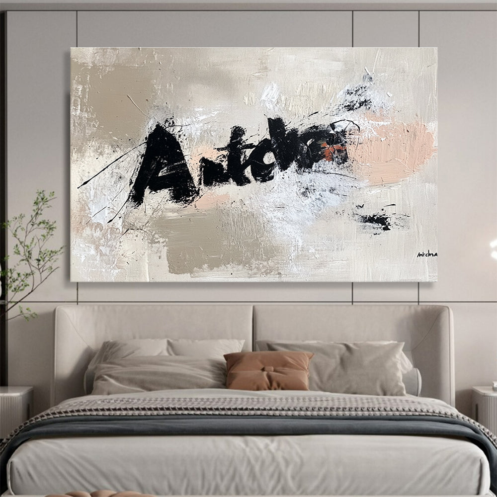 “Antcha” Text Abstract Painting with Edgy, Street - Art Vibes ABS469