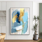 Blue Gold Abstract Elegance Painting with Luxe Touches WINK713