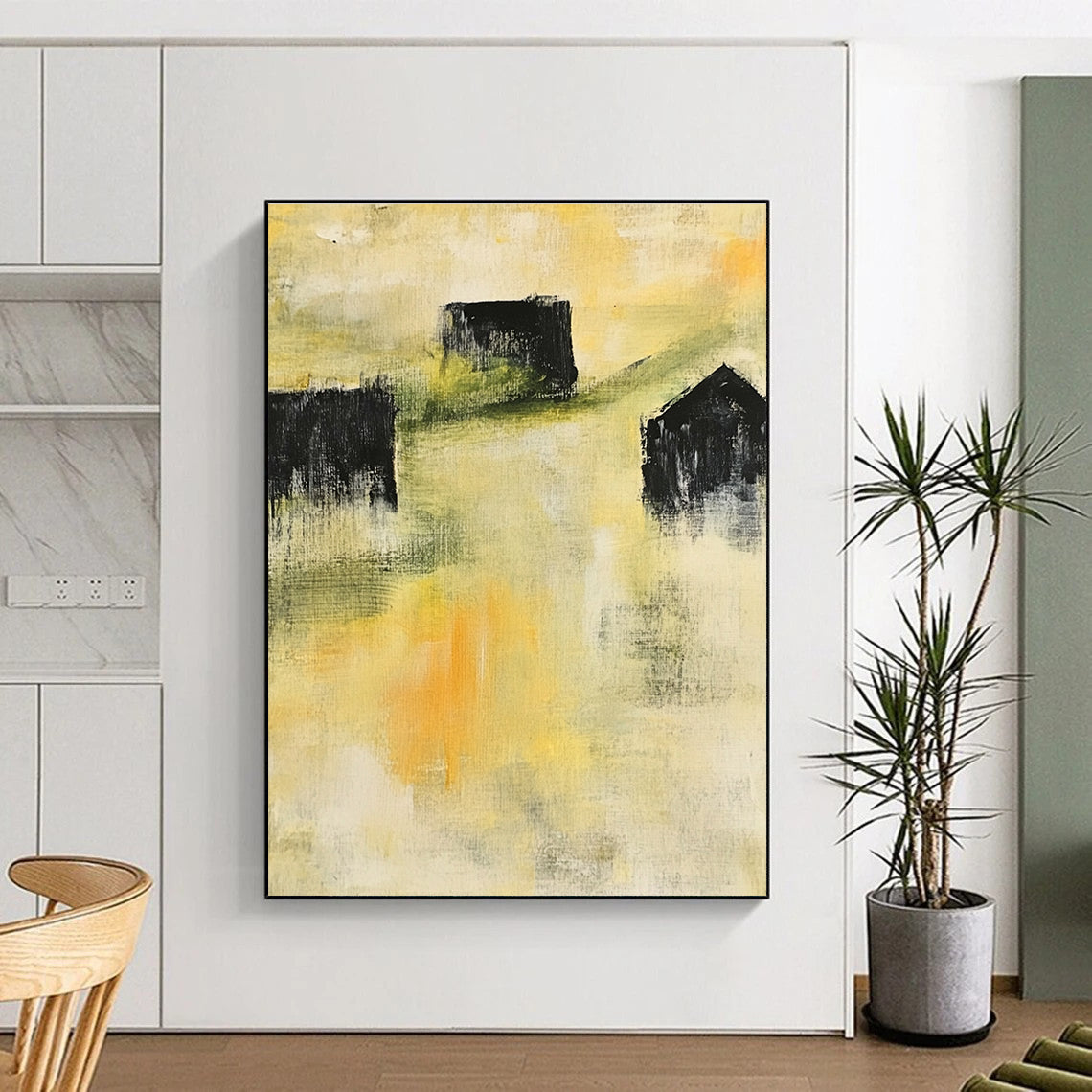 Yellow - Toned Abstract Painting for Bright - Styled Breakfast Nooks GAB1046