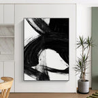 Dynamic Black Ink Abstract Painting for Contemporary Art Galleries HENG196
