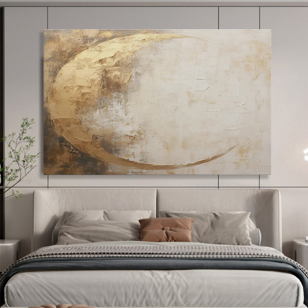 Golden Crescent Abstract Painting for Elegant Interiors YHT080