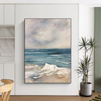 Serene Seaside Painting for Coastal Restaurant Dining Areas HENG048