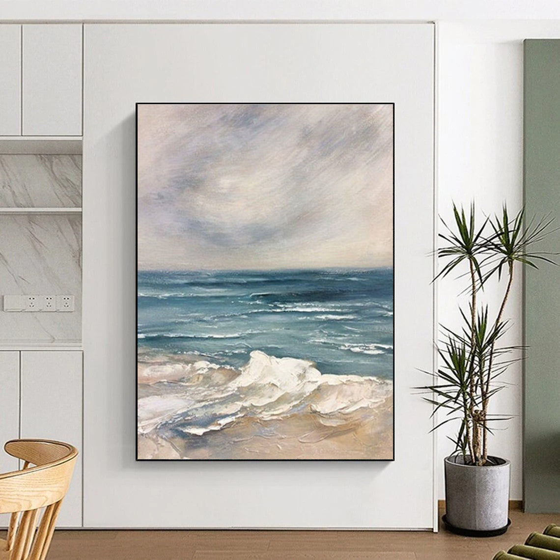 Serene Seaside Painting for Coastal Restaurant Dining Areas HENG048