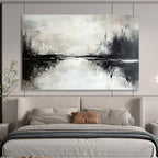 Gray - White Abstract Lake Reflection Painting ABS217