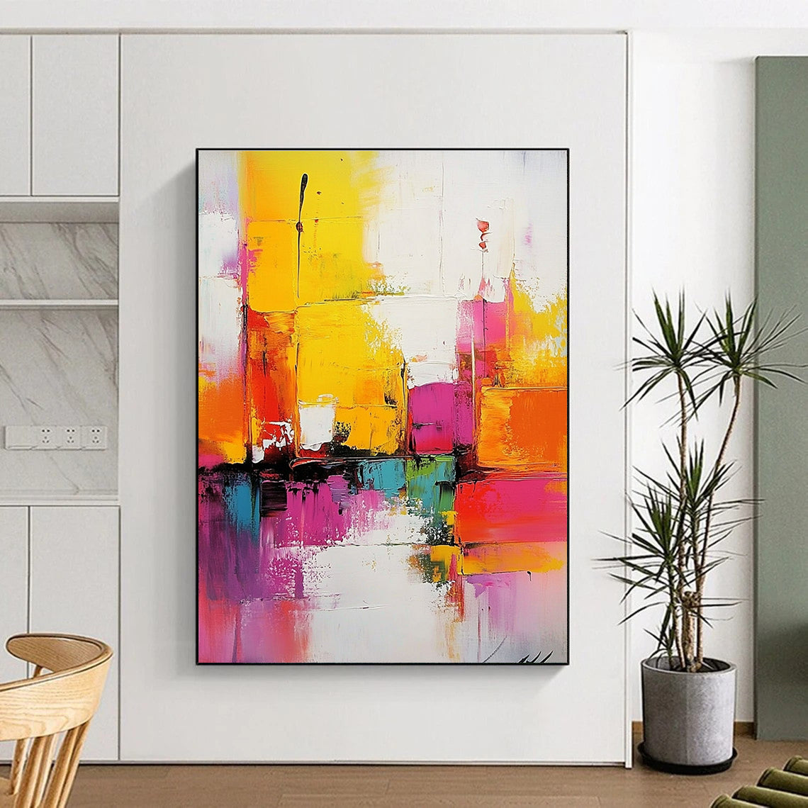 Colorful Cubist Abstract Painting with Vibrant Shapes WINK656