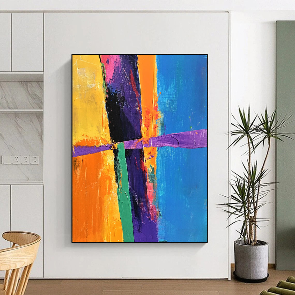 Colorful Abstract Cross Painting with Bold Geometry WINK406
