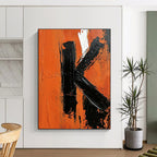Bold Black and Orange Letter K Abstract Painting for Industrial - Style Spaces GAB1366