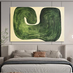 Green Wavy Abstract with Concentric Lines Abstract Painting ABS363