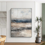 Gray and Blue Sea Abstract Painting for Coastal - Inspired Homes GAB0976