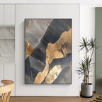 Gray and Gold Abstract Painting with Geometric Shapes WINK836