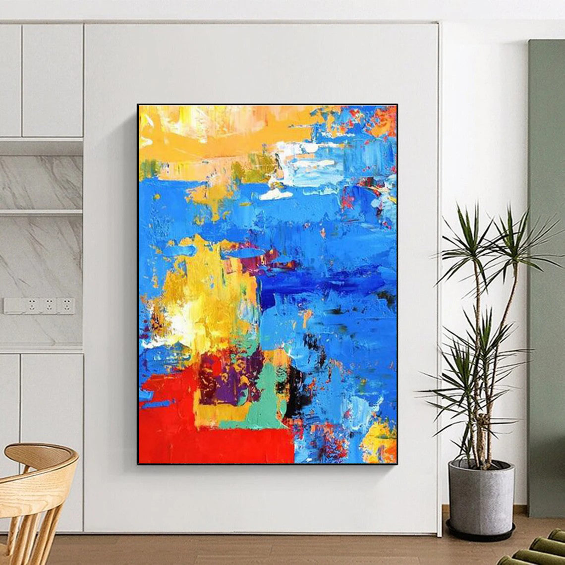 Bold Color Block Abstract Painting for Creative Workspaces HENG421