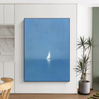 Solitary Sailboat at Sea Serene Maritime Abstract Painting GAB0236