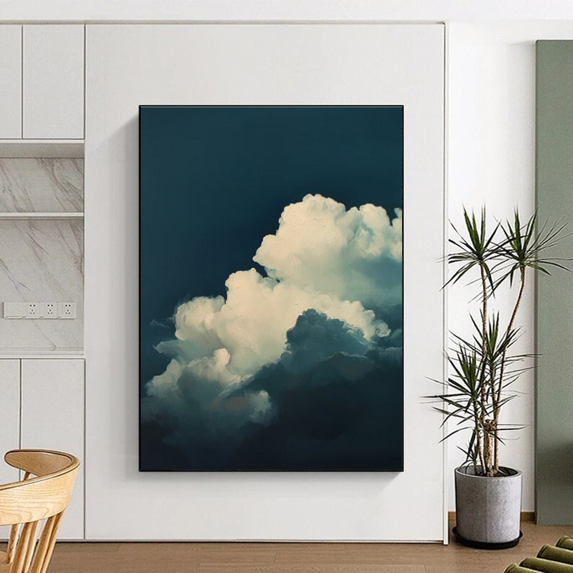 Soft Clouds Abstract Painting for Coastal Bedroom Ceiling Areas HENG015