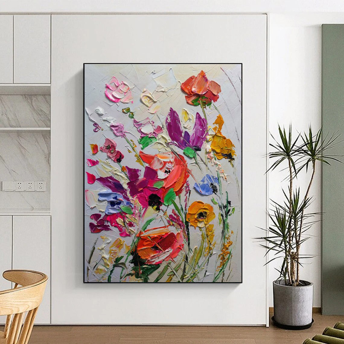 Lush Impasto Wildflowers Abstract Painting for Nature - Loving Spaces HENG265