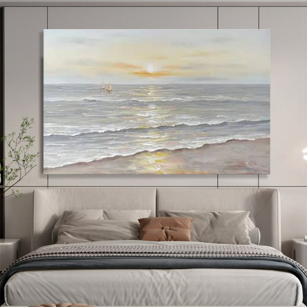 Seaside Sunset Abstract Painting for Coastal Home Living Rooms YHT251