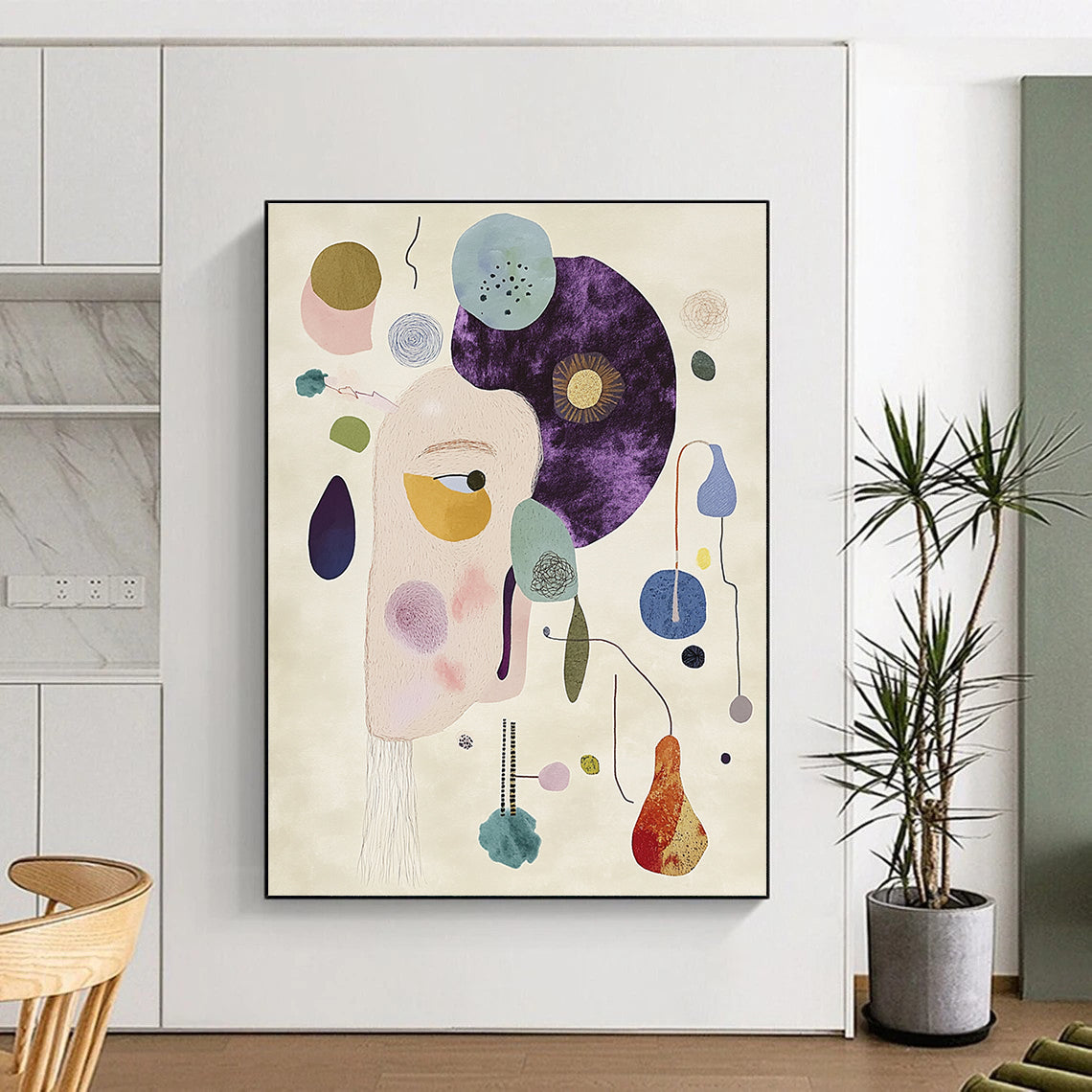 Whimsical Abstract Face Creative Abstract Painting for Eclectic Homes GAB1396