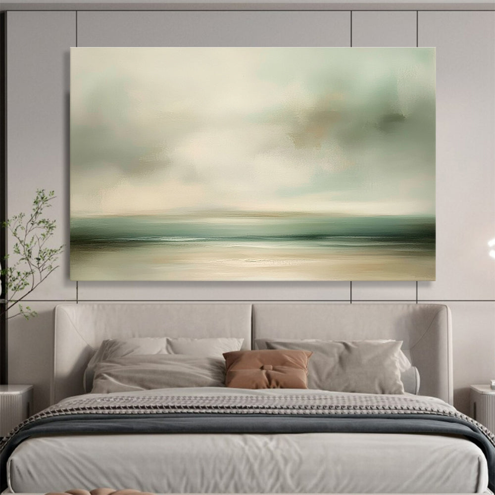 Soft - Toned Coastal Serenity Abstract Painting with Airy Brushstrokes ABS230