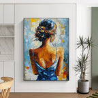 Mysterious Woman Back Abstract Painting with Bold Colors GAB0018