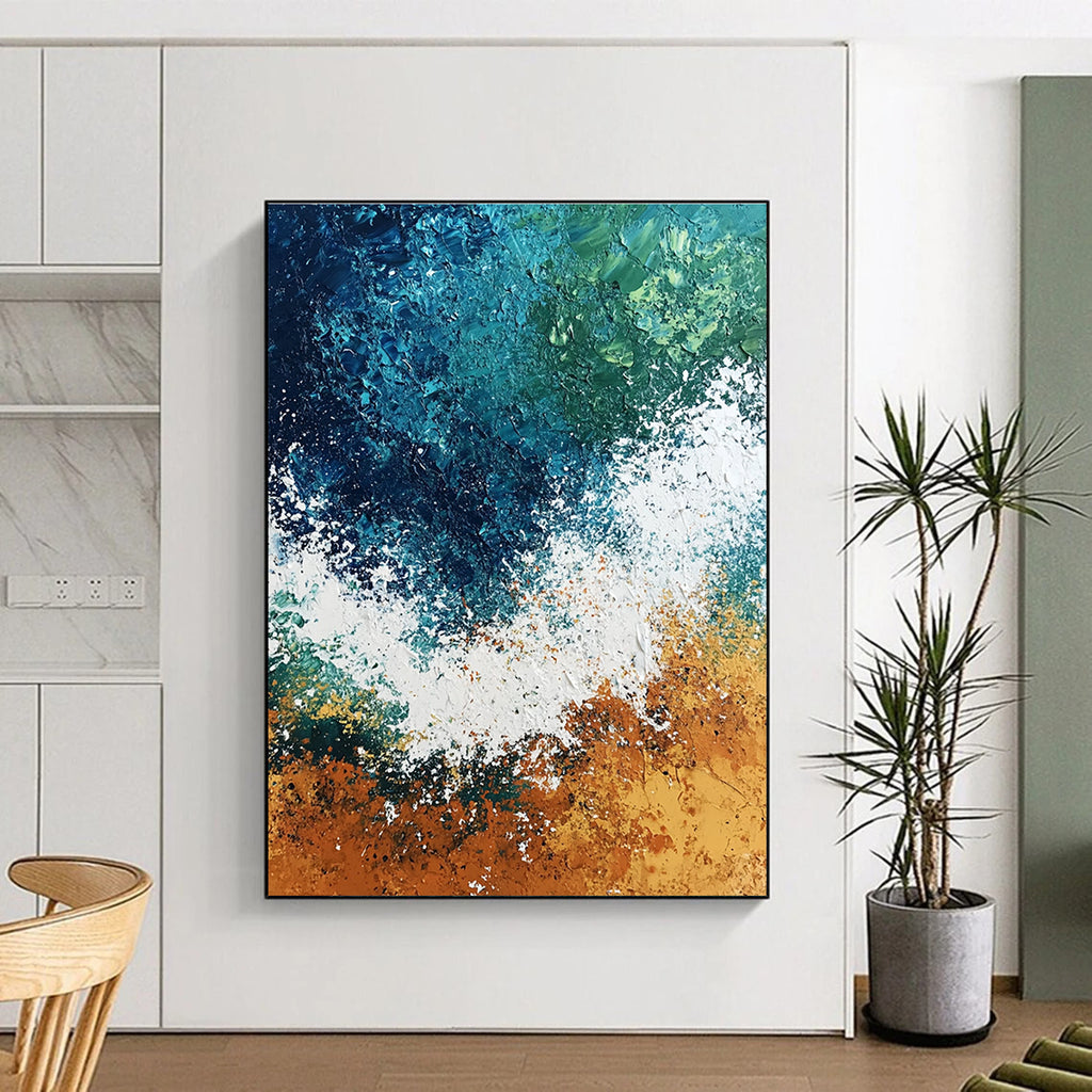 Textured Ocean Wave Abstract Painting with Dynamic Sea Energy WINK581