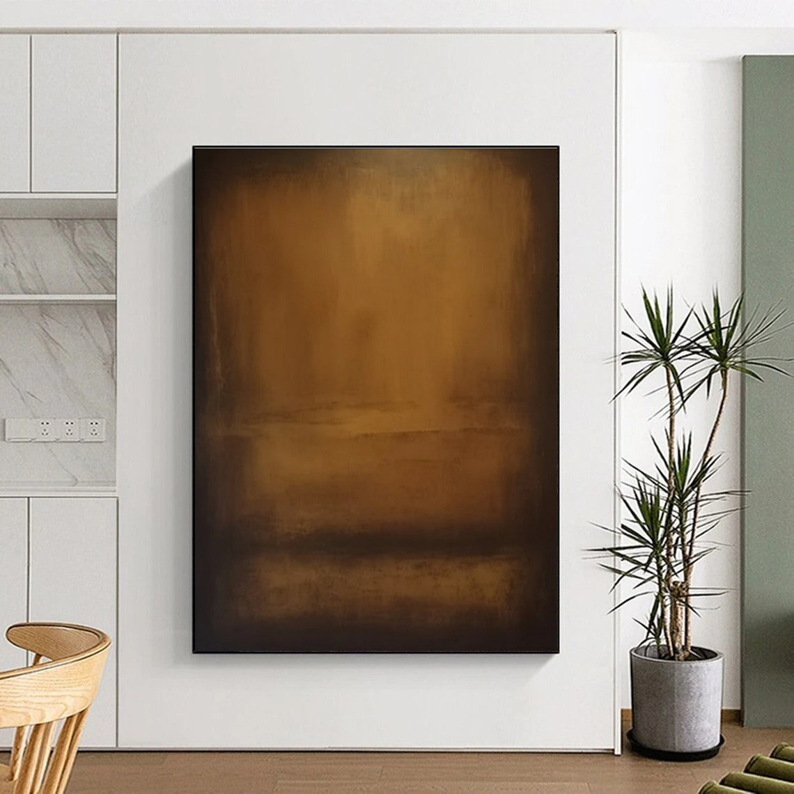 Monochrome Abstract Landscape Painting for Nature - Inspired Retreats HENG372
