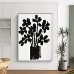 Black Flower Bouquet Silhouette Abstract Painting GAB0043