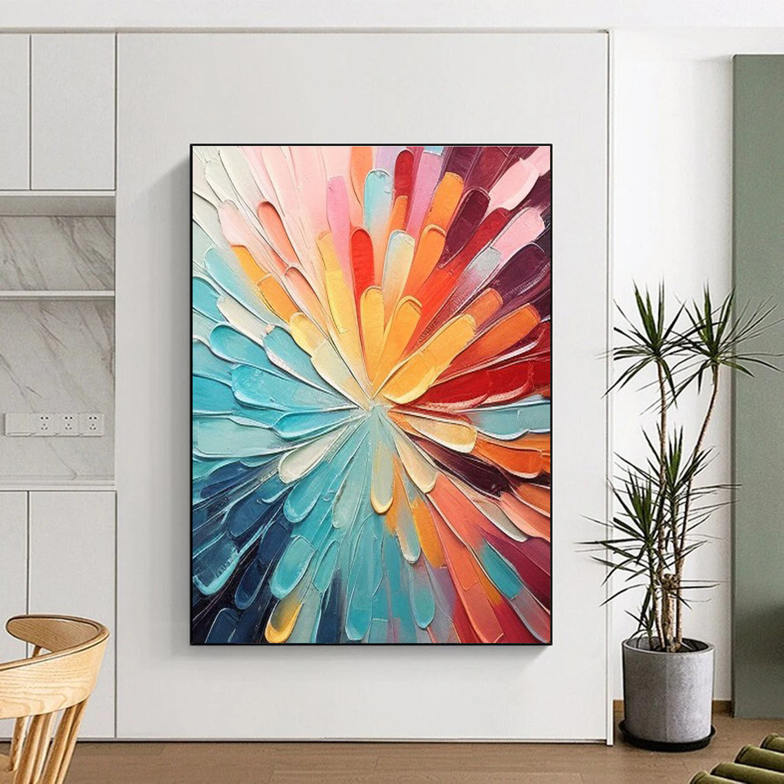 Eye - Catching Colorful Radial Abstract Painting for Dynamic Spaces HENG288