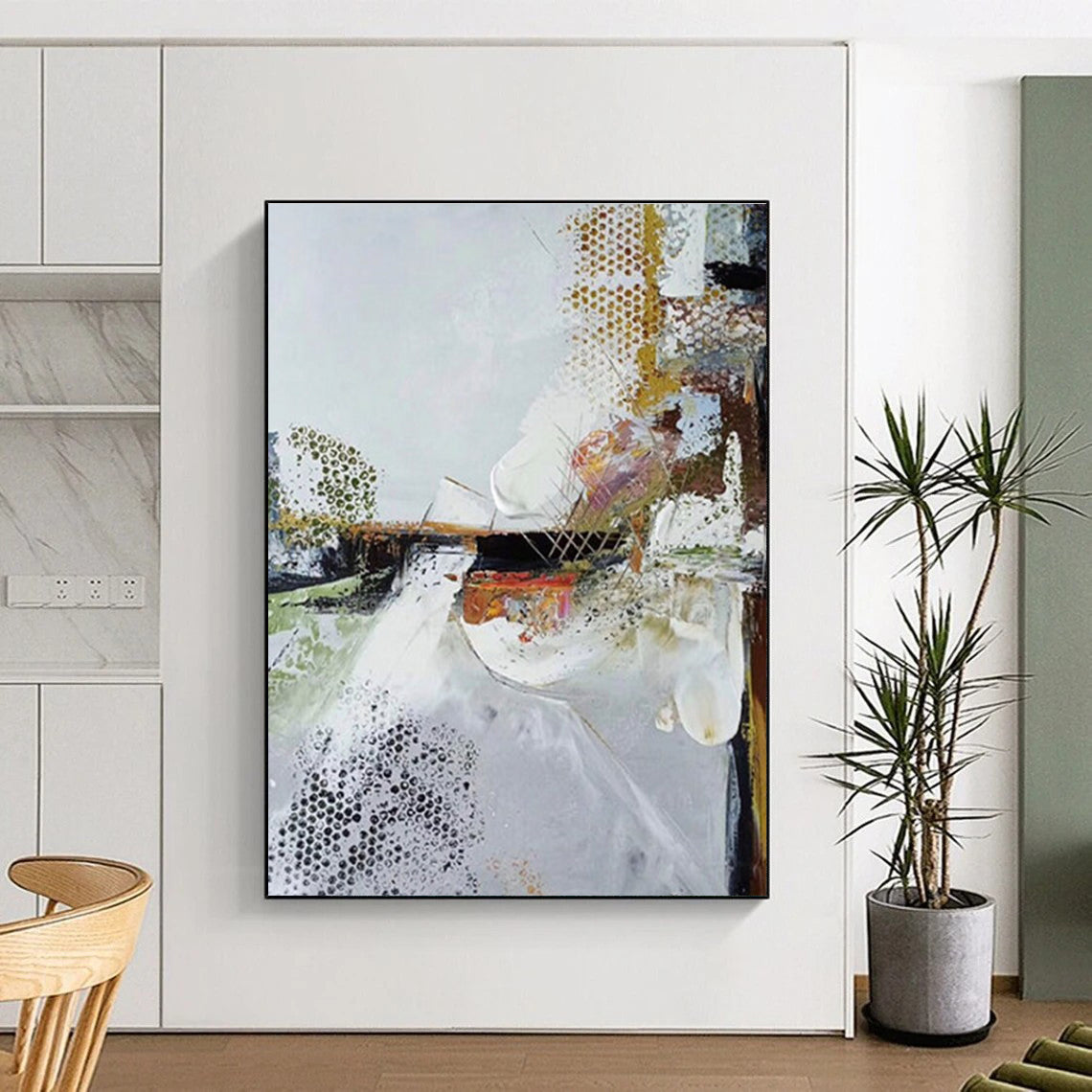 Textured Abstract Composition Abstract Painting for Contemporary Home Libraries HENG047