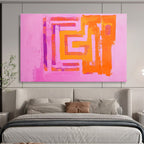 Bold Pink - Orange Geometric Maze Graphic Intrigue Painting ABS130