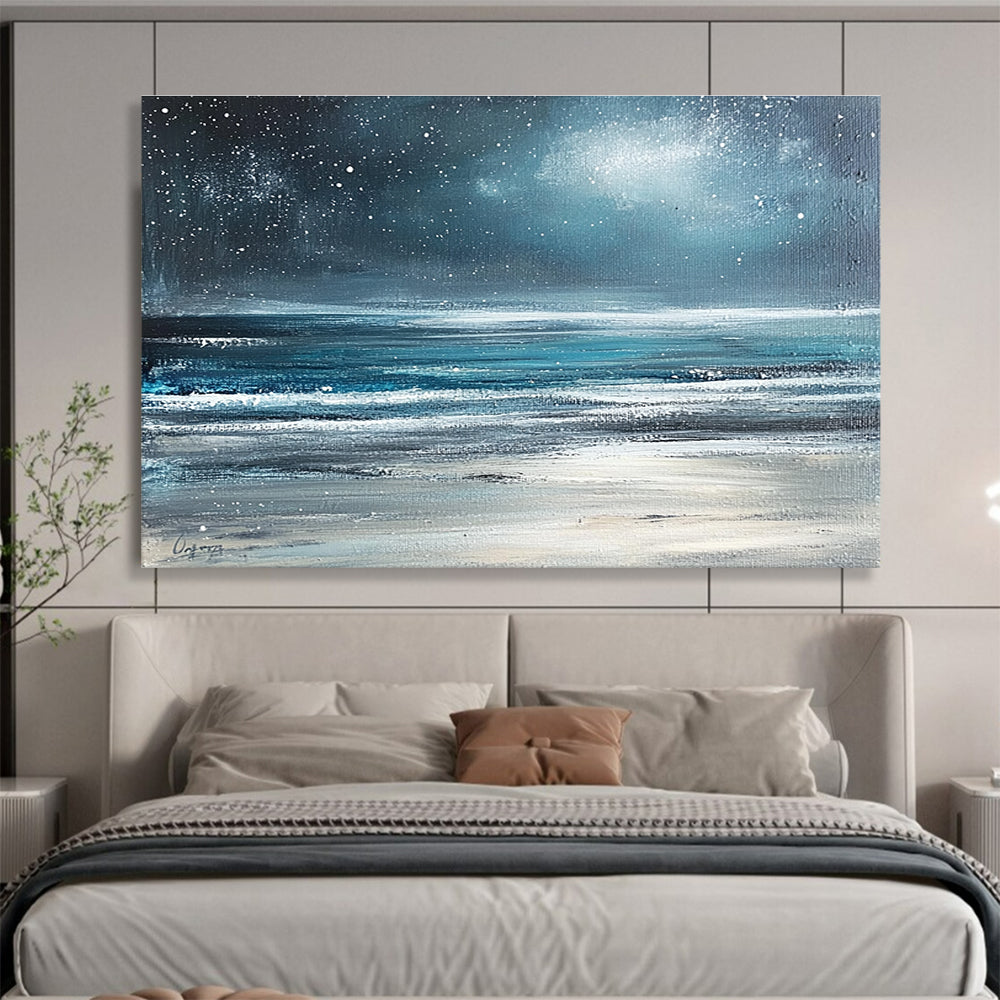 Starry Night Over the Sea Painting with Mysterious Celestial Charm ABS570