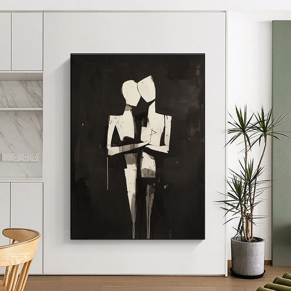 Abstract Couple Embrace - Intimate Figurative Abstract Art GAB0452