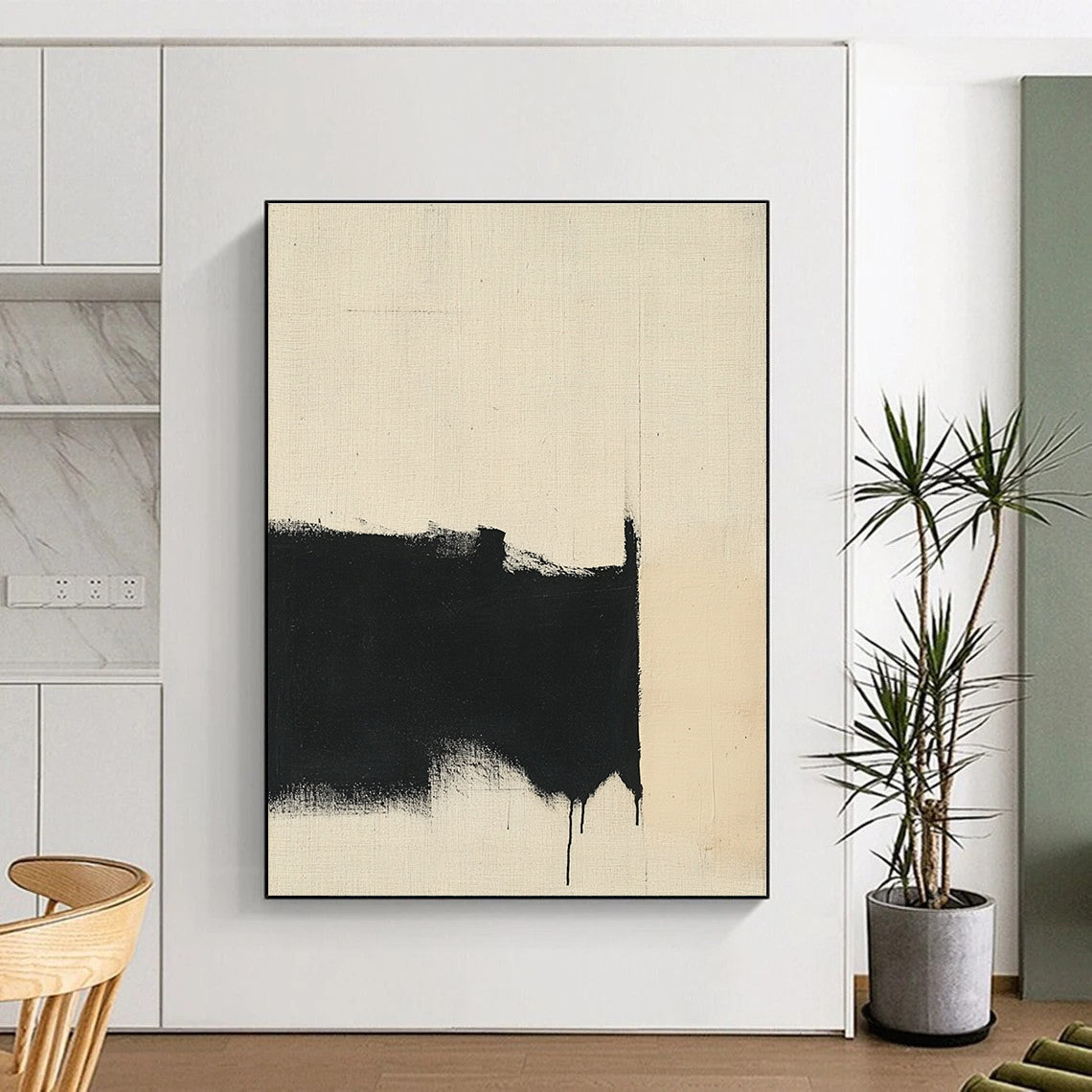 Dramatic Black Drips Abstract Painting with Edgy Drama WINK179
