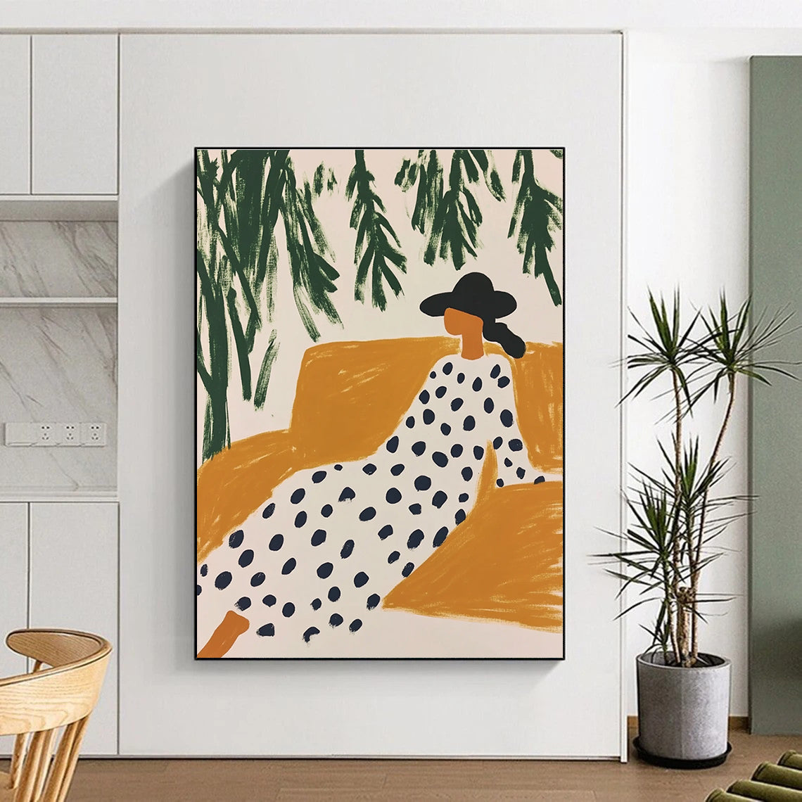 Woman Lounging Outdoors - Stylish Figurative Abstract Art GAB0422