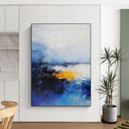 Blue and Yellow Abstract Sea - Expressive Coastal Abstract Art GAB0463
