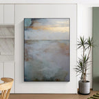 Subtle Gold - Accented Landscape Abstract Painting for Serene Hotel Lobbies HENG173