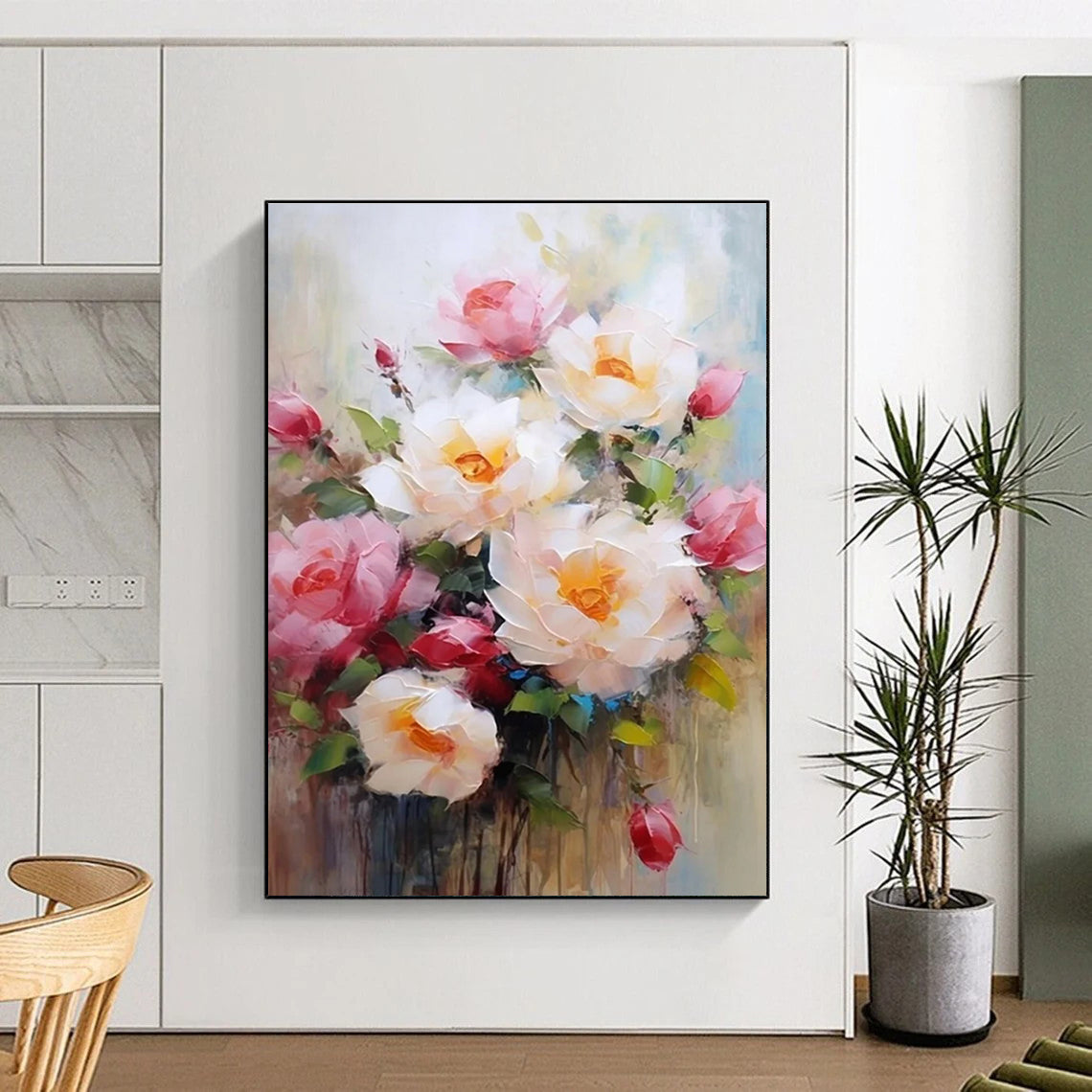 Classic Floral Bouquet Abstract Painting for Timeless Dining Rooms HENG429