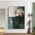 Teal and Gray Abstract Painting for Calm Interiors GAB0729