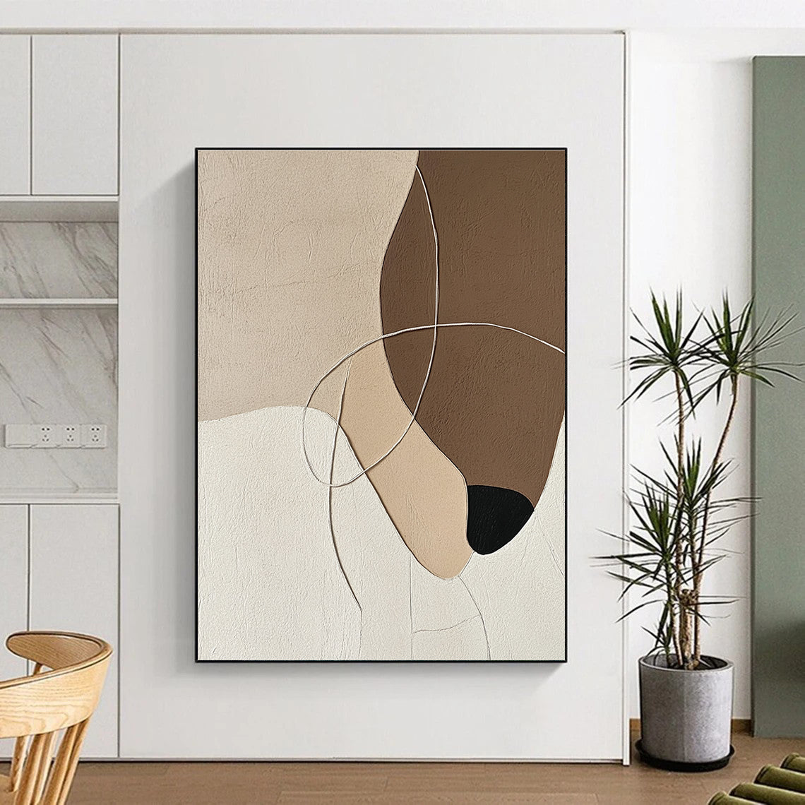 Neutral Shapes with Lines Abstract Painting with Calm Intricacy WINK149