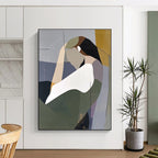 Abstracted Contemplative Figure Modern Portrait Abstract Painting GAB0267