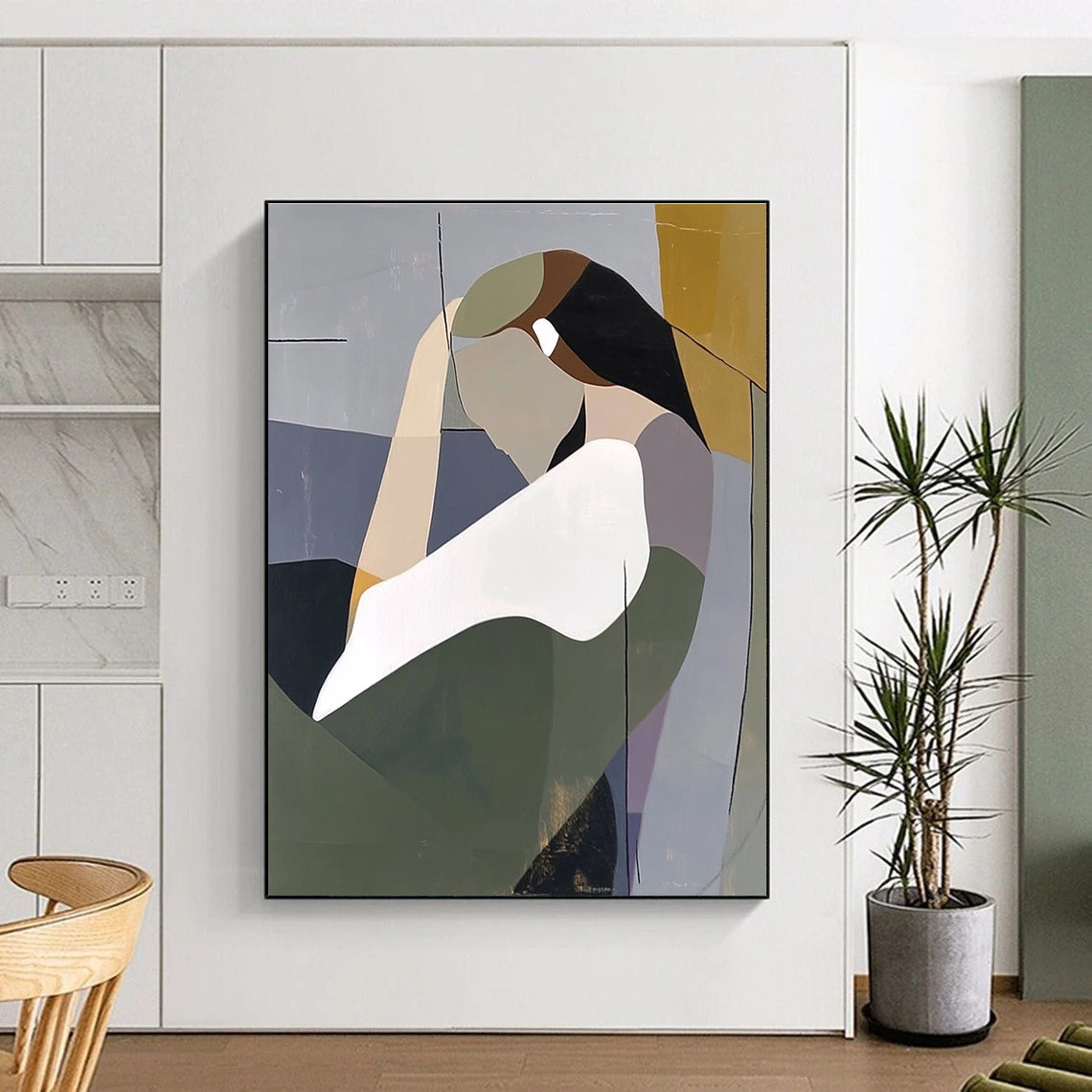 Abstracted Contemplative Figure Modern Portrait Abstract Painting GAB0267
