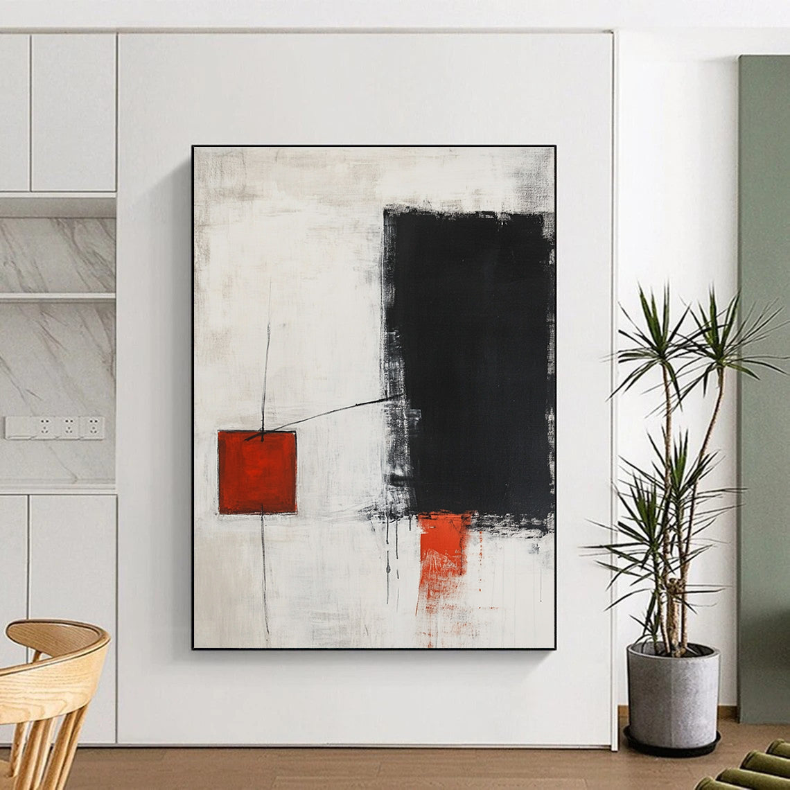 Red and Black Abstract Painting for Industrial - Chic Restaurants GAB1213