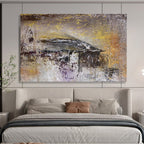 Gray and Gold Abstract Painting for Contemporary Art Galleries YHT372