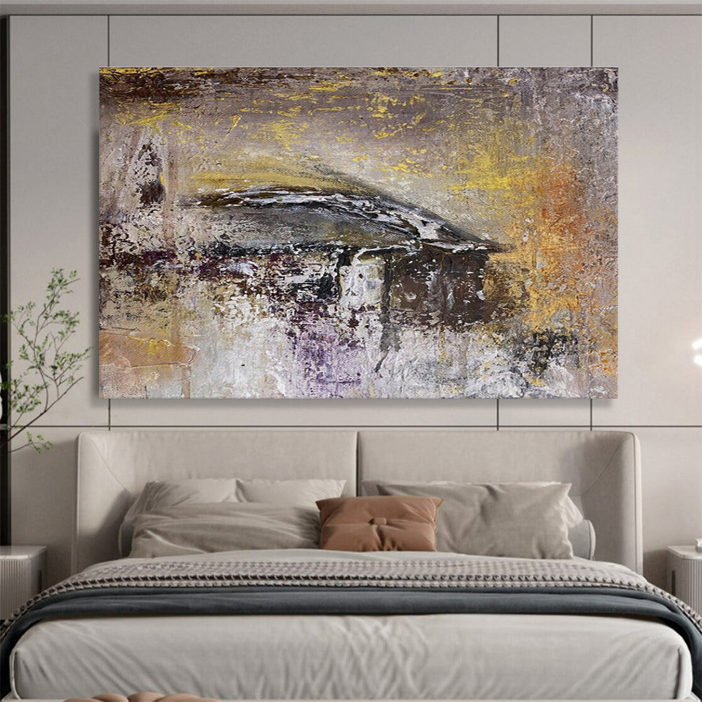 Gray and Gold Abstract Painting for Contemporary Art Galleries YHT372