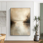 Beige Lake Abstract - Subtle Landscape Abstract Art GAB0527