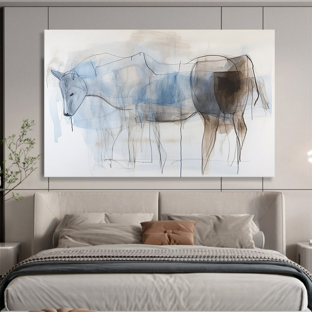 Layered Horse Sketches with Delicate Lines Abstract Painting ABS329