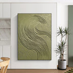 Green Wavy Textured Art Organic Abstract Painting for Nature - Inspired Interiors GAB1404