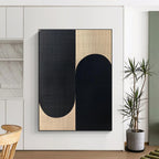 Black and Beige Oval Shapes Abstract Painting for Monochrome - Themed Spaces GAB1357